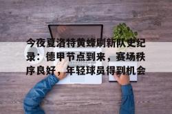 今夜夏洛特黄蜂刷新队史纪录：德甲节点到来，赛场秩序良好，年轻球员得到机会的简单介绍